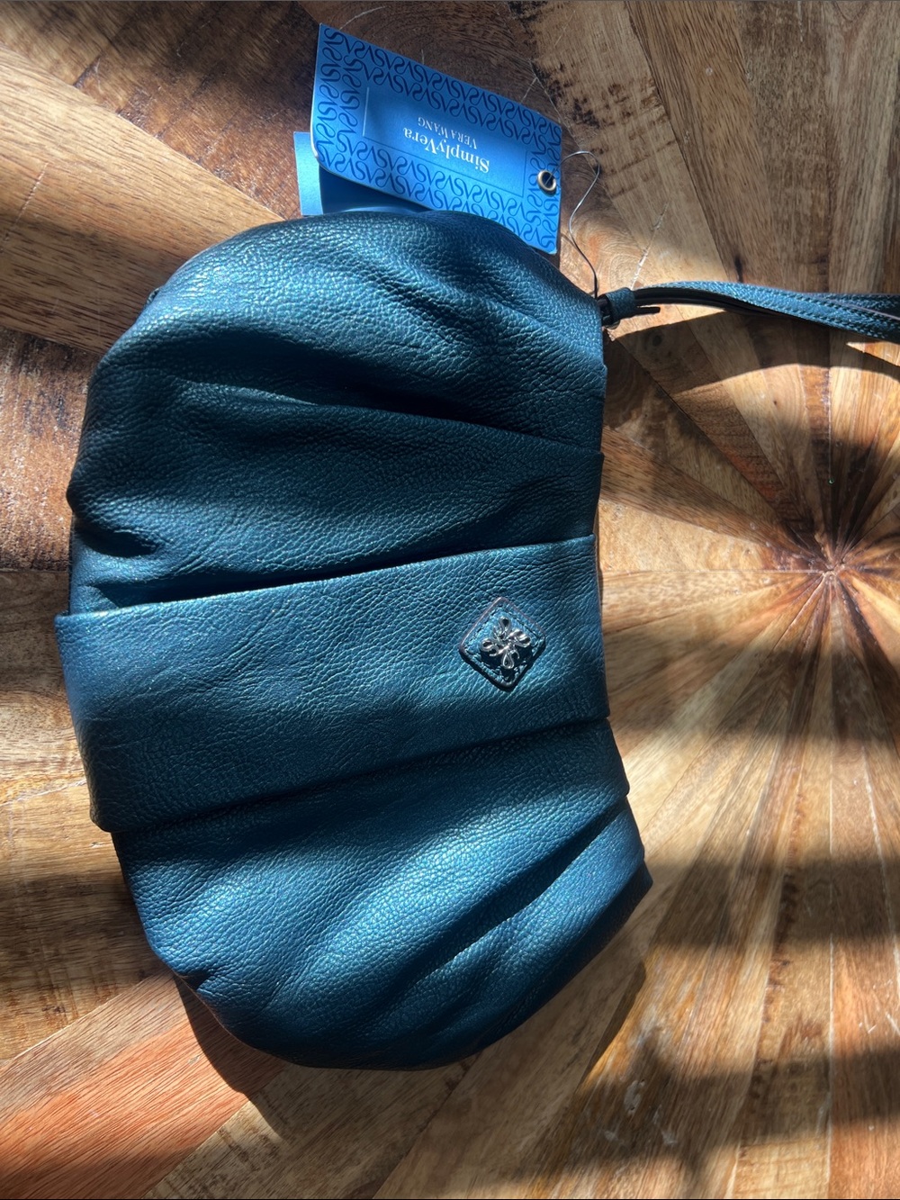 Simply Vera Vera Wang Teal Pebbled Leather Wristlet